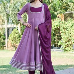 Anni Designer Gotta Patti Sweetheart Neck Anarkali Kurta With Trousers And Dupatta-image-14