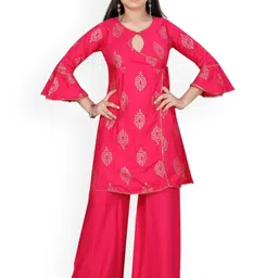 Sangria Girls Printed Pure Cotton Kurti & Palazzos-image-57