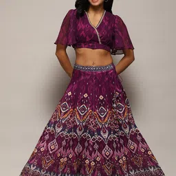 Biba Abstract Printed Beads and Stones Ready to Wear Lehenga Choli-picture-3