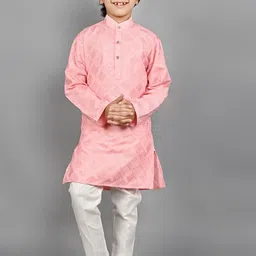 BAESD Boys Embroidered Mandarin Collar Long Sleeves  Sequinned Kurta with Pyjamas-47