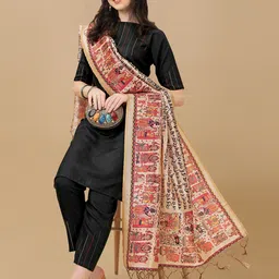 KALINI Striped Kurta with Trousers with Digital Print Dupatta-52