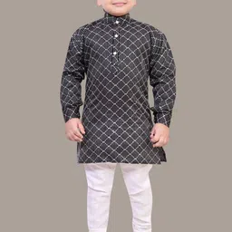 BT DEZINES Boys Embroidered Regular Sequinned Raw Silk Kurta with Pyjamas-58
