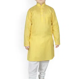 SG YUVRAJ Boys Yellow Pure Cotton Kurta with Pyjamas-23
