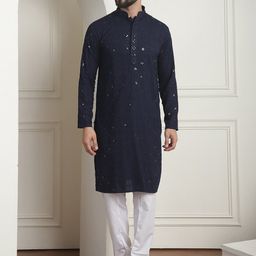 SOJANYA Embroidered Long Sleeves Pure Cotton Kurta with Churidar-picture-38