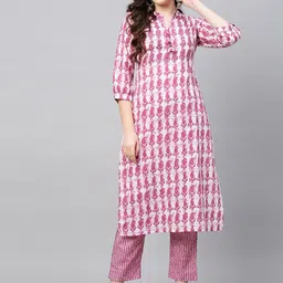 FASHOR Women Purple Printed Mirror Work Pure Cotton Kurta with Sharara & With Dupatta-image-50