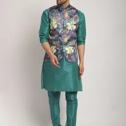 Kaifoo Regular Kurta with Churidar & Nehru Jacket-48