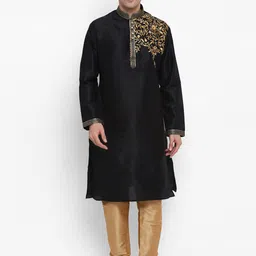 ROYAL KURTA Floral Embroidered Dupion Silk Kurta with Churidar-picture-15