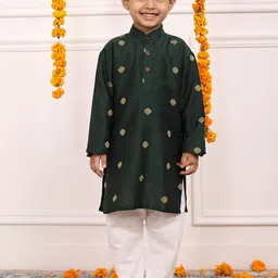 Biglilpeople Boys Geometric Woven Design Straight Kurta with Pyjamas-10