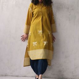 Chidiyaa Women Yellow Printed Pure Cotton Kurta with Salwar-image-21