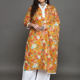Tissu Plus Size Floral Printed Regular Pure Cotton Kurta With Palazzos & Dupatta-image-68