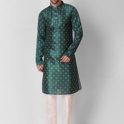 Koshin Teal Green Ethnic Motifs Printed Kurta with Pyjamas-picture-27