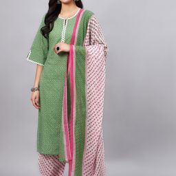 WineRed Floral Printed Regular Pure Cotton Kurta With Salwar & With Dupatta-14
