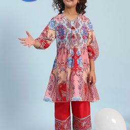 Biba Girls Ethnic Motifs Printed Regular Pure Cotton Kurta with Palazzos-image-17