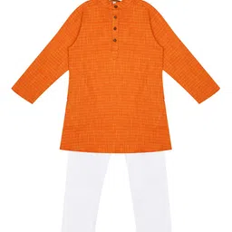 Campana Boys Mandarin Collar Woven Design Pure Cotton Kurta with Pyjamas-27