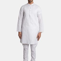 Wintage Men White Striped Pure Cotton Kurta with Pyjamas-picture-54