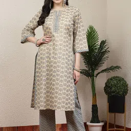 Nayam By Lakshita Ethnic Motifs Printed Regular Sequinned Kurta with Trousers-11