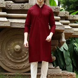 Sanwara Ethnic Motifs Embroidered Chikankari Pure Cotton Straight Kurta With Pyjamas-picture-52