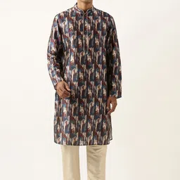 TheEthnic.Co Abstract Printed Mandarin Collar Straight Kurta & Salwar-picture-58