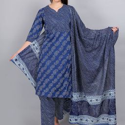 Moms Ever Women Paisley Printed Regular Pure Cotton Kurta with Trousers-image-70