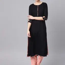 Idalia Boat Neck Straight Kurta with Trousers-24