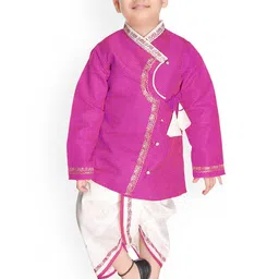 BAESD Boys Printed Thread Work Angrakha Pure Cotton Kurta with Dhoti Pants-19