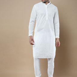 Anouk Men Ethnic Motifs Embroidered Regular Chikankari Kurta with Churidar-picture-22