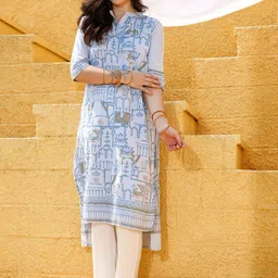 QISSA Ethnic Motifs Printed Regular Kurta with Trousers-19