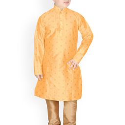 SG YUVRAJ Boys Floral Printed Regular Raw Silk Kurta with Churidar-37