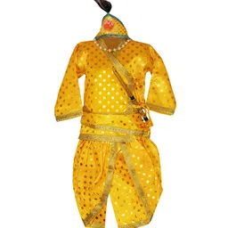 Ahhaaaa Boys Yellow Angrakha Pure Cotton Kurta with Dhoti Pants-43
