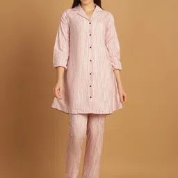 Enchanted Drapes Striped Pure Cotton Top with Trousers-picture-49