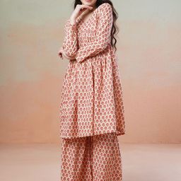Inddus Girls Ethnic Motifs Printed Empire Kurta with Sharara-picture-12