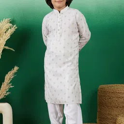 Sangria Boys Printed Cotton Kurta Set With Salwar-image-59