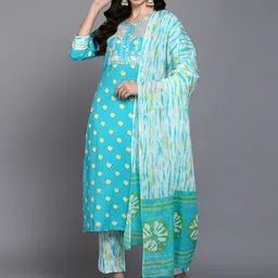 KALINI Embroidered Regular Thread Work Pure Cotton Kurta ,Trousers & Dupatta-picture-43