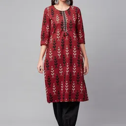 Divena Ethnic Motifs Printed Gotta Patti Pure Cotton Straight Kurta with Salwar-image-17