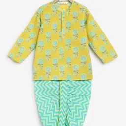 Campana Boys Floral Printed Pure Cotton Kurta with Dhoti Pants-picture-13