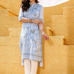 QISSA Ethnic Motifs Printed Kurta With Palazzo-17