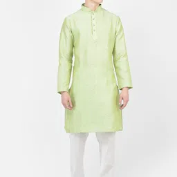 SG LEMAN Woven Design Mandarin Collar Regular Kurta with Pyjamas-6