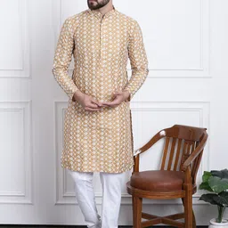 SOJANYA Ethnic Motifs Embroidered Regular Kurta With Churidar-image-11