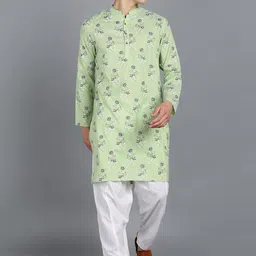 HERE&NOW Floral Printed Regular Kurta with Pyjamas-image-16