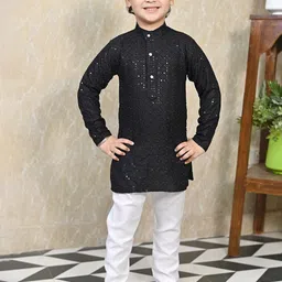 BT DEZINES Boys Ethnic Motifs Embroidered Regular Sequinned Kurta with Pyjamas-56