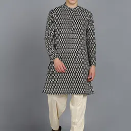 MALHAAR Band Collar Ethnic Motifs Printed Pure Cotton Kurta with Salwar-picture-23