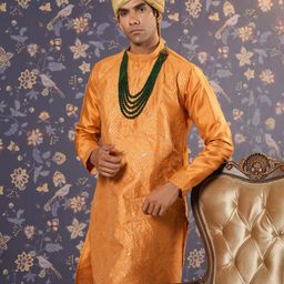 House of Pataudi Ethnic Motifs Embroidered Mandarin Collar Sequined Kurta With Trouser-image-54