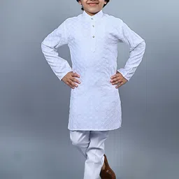 BAESD Boys Geometric Embroidered Mandarin Collar Long Sleeves Kurta with Pyjama-68