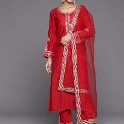 Varanga Ethnic Motifs Embroidered Regular Kurta with Trousers & With Dupatta-image-21