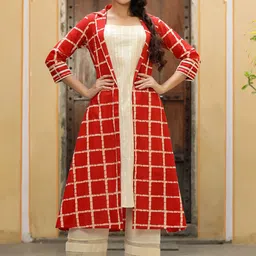 GILLORI Regular Pure Cotton Kurta with Palazzos & Jacket-19