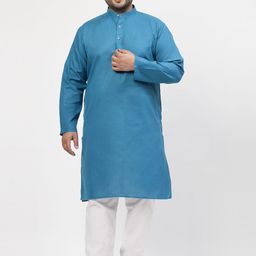 plusS Mandarin Collar Pure Cotton Straight Kurta With Pyjama-57
