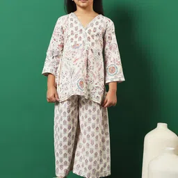 Readiprint Fashions Girls Ethnic Motifs Printed Pure Cotton Kurti With Trouser-image-70