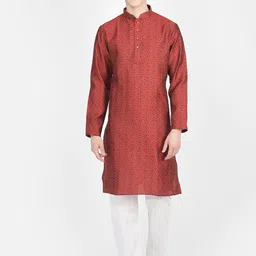 SG LEMAN Woven Design Mandarin Collar Kurta with Pyjamas-picture-51