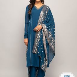 FIORRA Crepe A-Line Kurta With Trousers & Dupatta-48