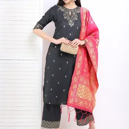 Vishudh Women Floral Printed Kurta with Palazzos & With Dupatta-picture-17
